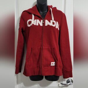 #111 Hudson's Bay Red Olympic Zip-up Hoodie Size Small